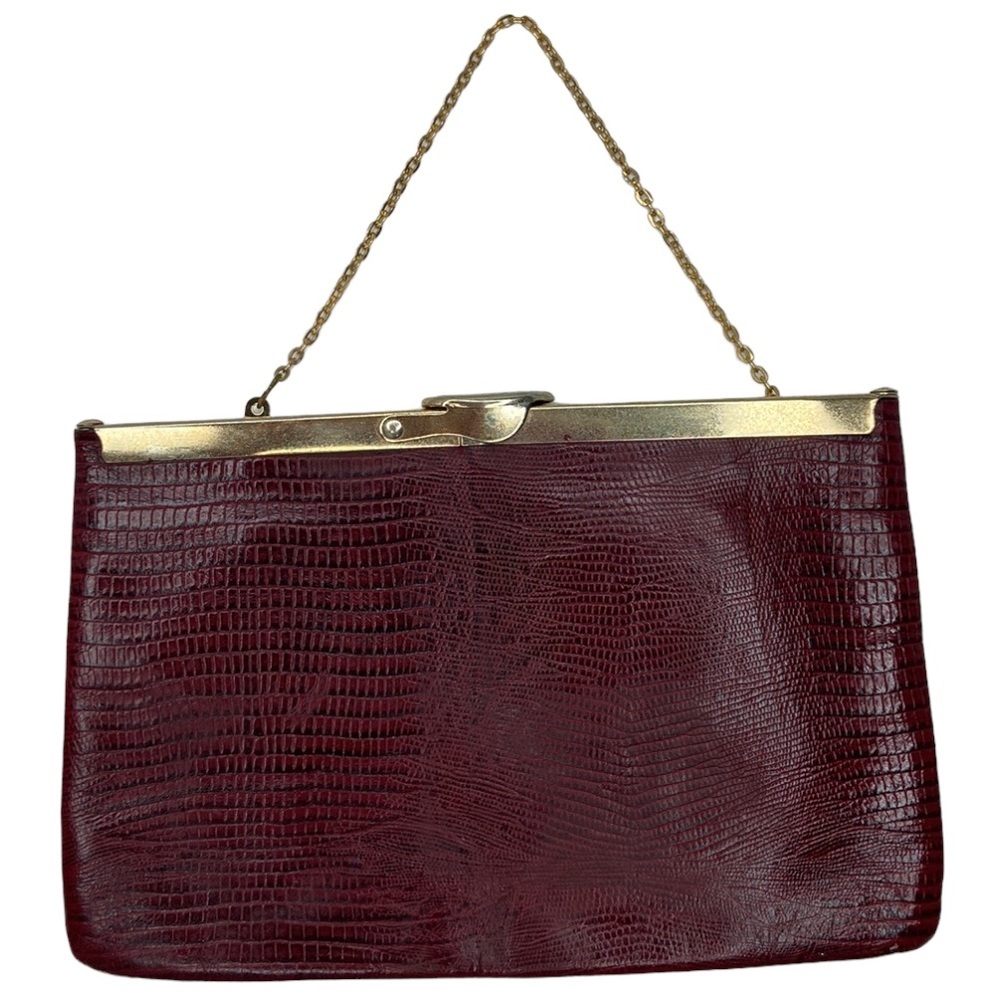 Vintage Etra Lizard Print Genuine Leather Clutch Purse